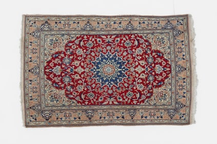 Turkish Wool Rug w/ Central Medallion & Floral Field in the Persian Style