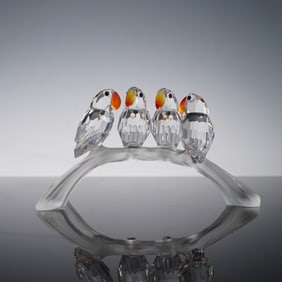Swarovski Crystal Figurine, Baby Lovebirds