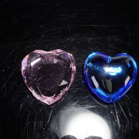 2pc Rosenthal and Baccarat Crystal Heart Paperweights