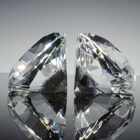2pc Rosenthal Crystal Diamond Paperweights