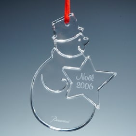 Baccarat Crystal Annual Ornament, Snowman 2006