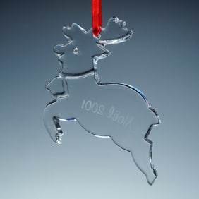 Baccarat Crystal Reindeer Christmas Ornament, Noel 2001