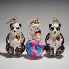 3pc Christopher Radko Ornaments, Bears and Kitty Cares