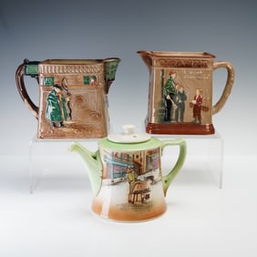 3pc Royal Doulton Dickens Ware Pitchers and Teapot