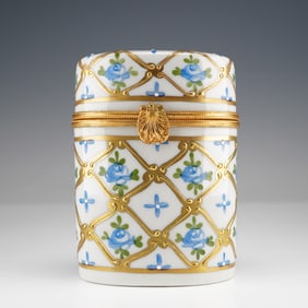 Limoges Porcelain Paris Style Blue Rose Box