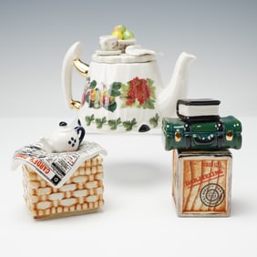 3pc Portmeirion and Cardew Designs Ceramic Boxes with Lids