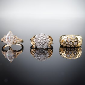 3pc Sterling Silver Ring Set with Various Stone Accents