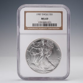 1987 American Silver Eagle Dollar Coin NGC Graded MS 69
