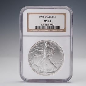 1991 American Silver Eagle Dollar NGC Graded MS69