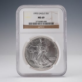 1993 American Silver Eagle Dollar Coin NGC Graded MS 69