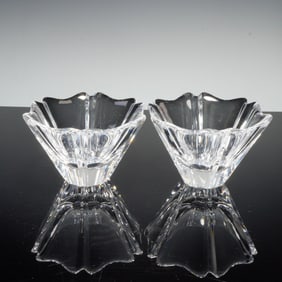 2pc Orrefors Crystal Lars Hellsten Bowls, Orion