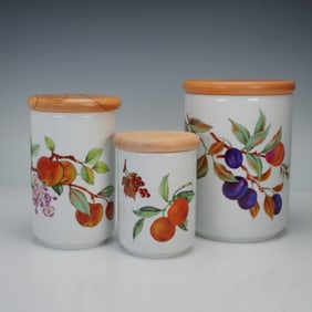 3pc Royal Worcester Porcelain Canister Set, Evesham