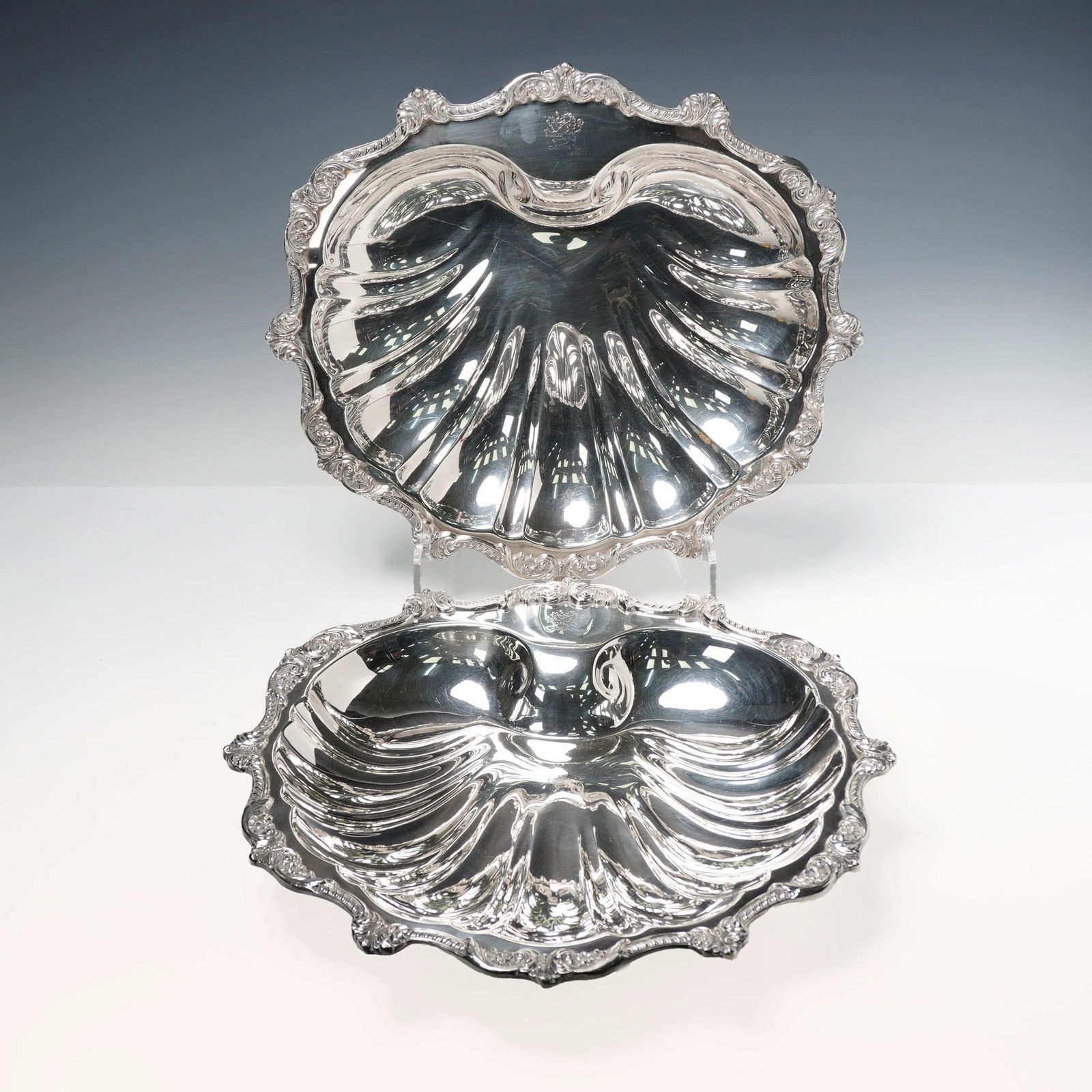 2pc Poole Silverplate Shell Form Serving Bowls, Old English (1 of 6)