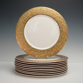 10pc Pickard Gilded Charger Plates, Metropolitan
