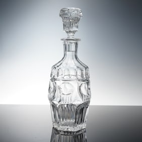 Cut Crystal Thumbprint and Panel Decanter with Stopper