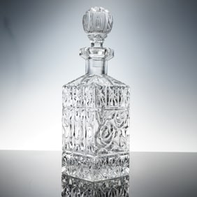Pressed Cut Glass Floral Decanter with Stopper