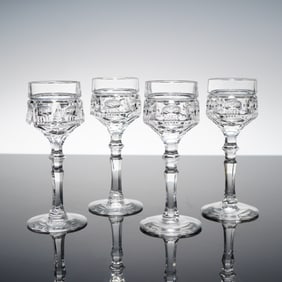 4pc Clear Cut Crystal Cordial Glasses