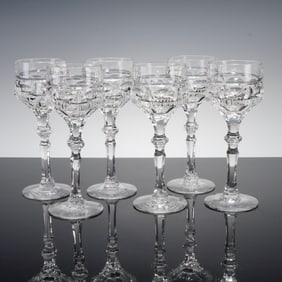 6pc Clear Cut Crystal Sherry Glasses