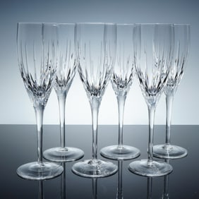 6pc Rogaska Crystal Fluted Champagne Glasses, Soho