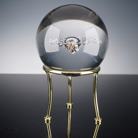 Daum Crystal Paperweight with Gold-Tone Stand