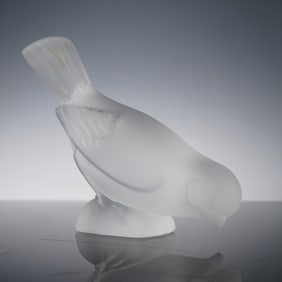 Lalique Satin Crystal Sparrow Paperweight