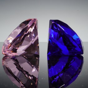 2pc Rosenthal Crystal Diamond Paperweights