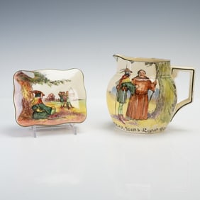 2pc Royal Doulton Seriesware Under the Greenwood Tree Pitcher & Lidded Box