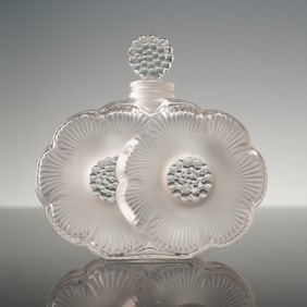 Lalique Crystal Deux Fleurs Perfume Bottle with Stopper