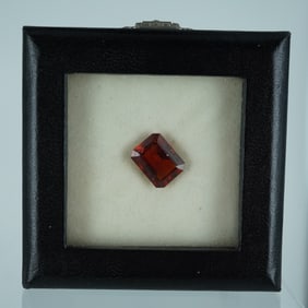 Deep Red Emerald Cut Gemstone