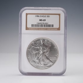 1986 American Silver Eagle Dollar Coin NGC Graded MS 69