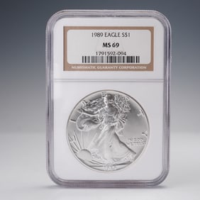 1989 American Silver Eagle Dollar Coin NGC Graded MS 69