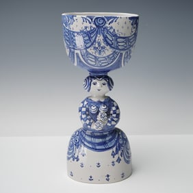 Bjorn Wiinblad Ceramic Blue and White Figural Vase