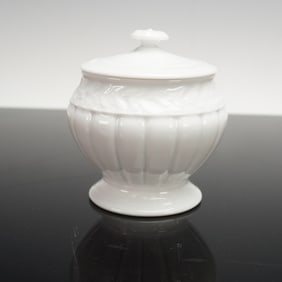 Bernardaud White Porcelain Covered Sugar bowl, Louvre