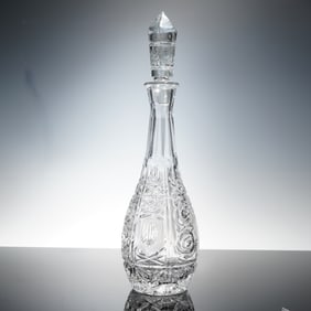 Cut Glass Floral Decanter with Stopper