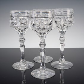 4pc Clear Cut Crystal Tall Cocktail Glasses