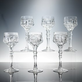 6pc Cut Crystal Wine Glasses