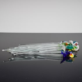 18pc Art Studio Blown Glass Swizzle Sticks