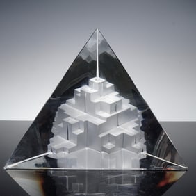 Richard Lauret Daum Crystal Pyramid Sculpture, Atlantide, Signed