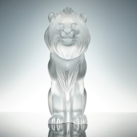 Lalique Frosted Crystal Figurine, Bamara Lion