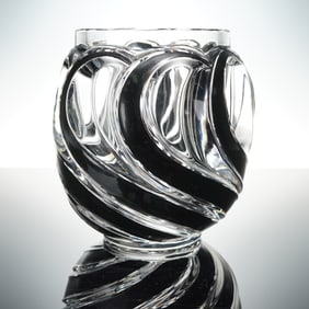 Lalique Crystal Vase, Noir Flamme