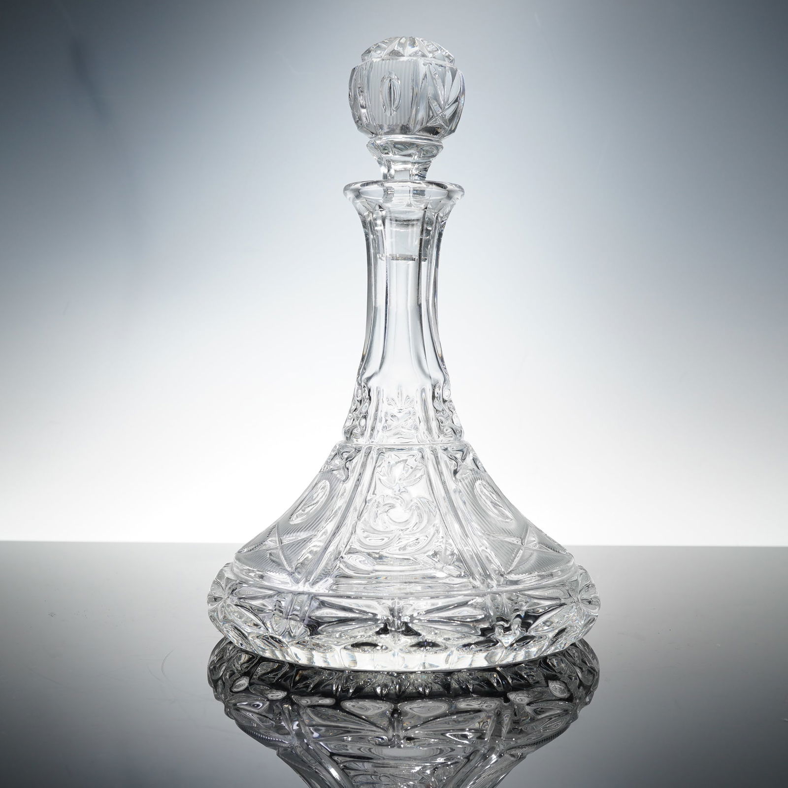 Exquisitely Cut Crystal Ships Decanter with Faceted Stopper (1 of 6)