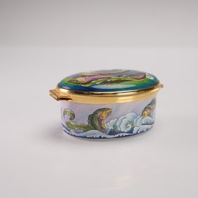 Moorcroft by Philip Gibson Trial Fish Motif Enamel Mini Oval Box