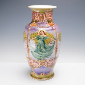 Doulton Lambeth Art Nouveau Faience Vase, Featuring Ethereal Figures