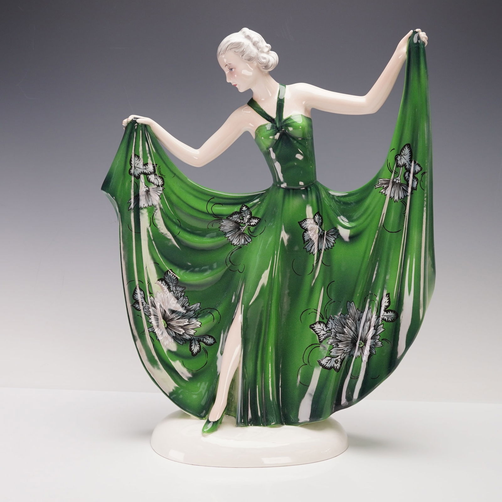 Goldscheider by Stefan Dakon Woman in Green Dress Porcelain Figurine (1 of 4)