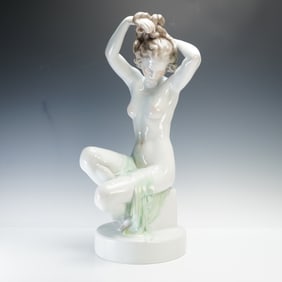 Herend by Elek Lux Porcelain Sculpture of Nude Maiden