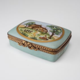 A.M. Duport-Percier French Porcelain Hand-Painted Box
