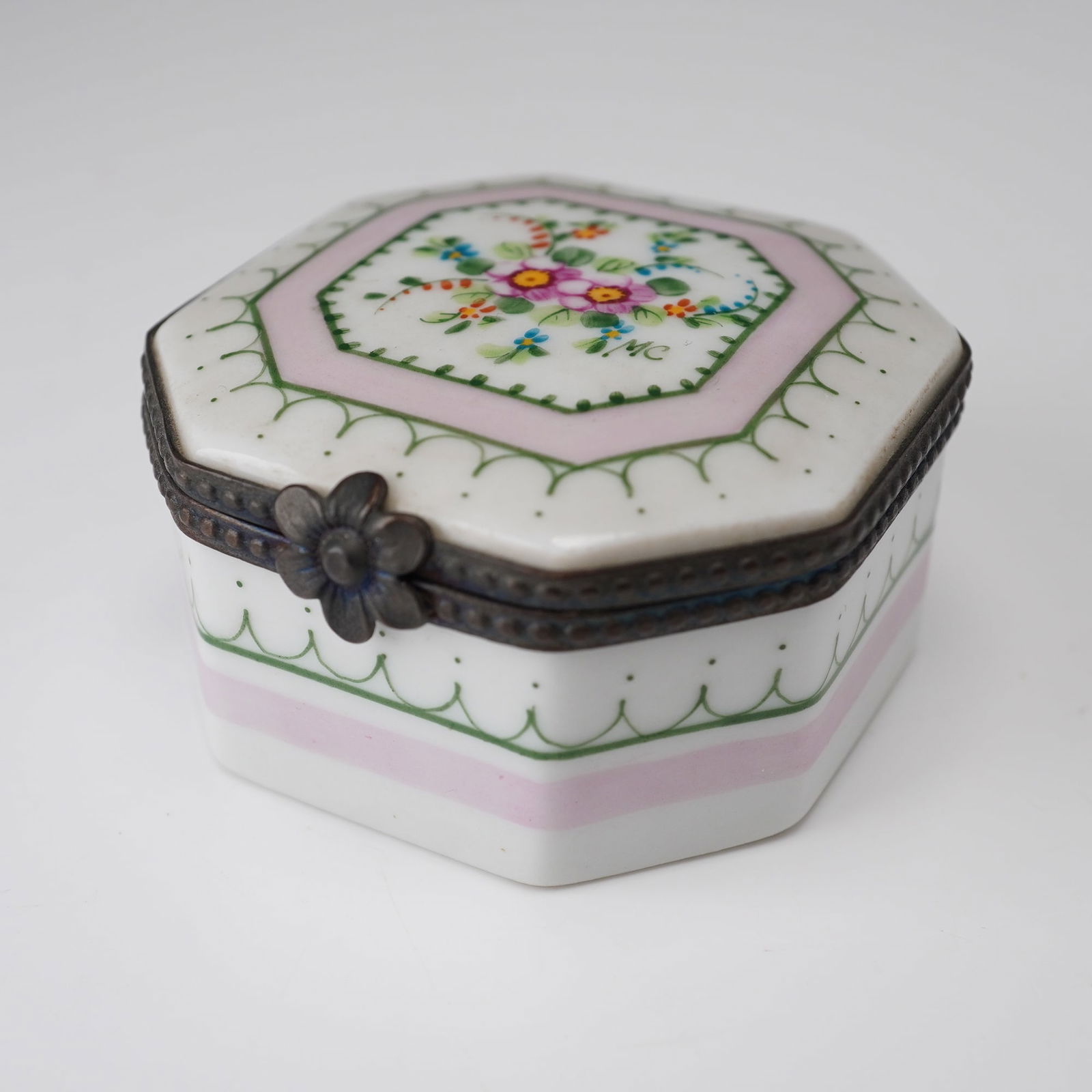 La Seynie Limoges Porcelain Floral Motif Octagonal Box (1 of 5)
