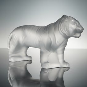 Lalique Frosted Crystal Figurine, Bengali Tiger