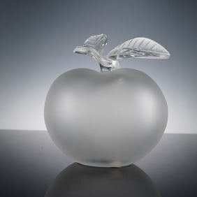 Lalique Frosted Crystal Perfume Bottle with Stem Lid, Grand Pomme