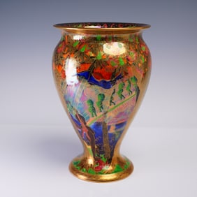 Wedgwood Flame Fairyland Lustre Vase, Imps on a Bridge Z5360